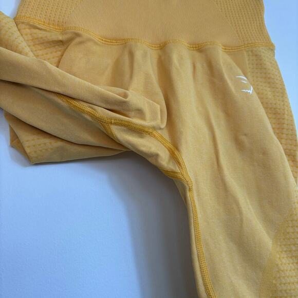 Gymshark Vital Rise Seamless Leggings Size Medium Yellow Marl High Rise Ruched - Picture 11 of 12